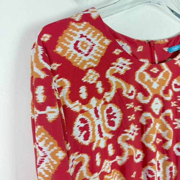 J.McLaughlin Mia Dress in Ikat Scroll Coral Orange Catalina Cloth Size XL EUC - Picture 6 of 11